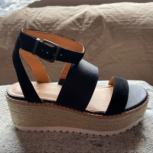 Brand New Never Worn Size 8 wedge suede black heel